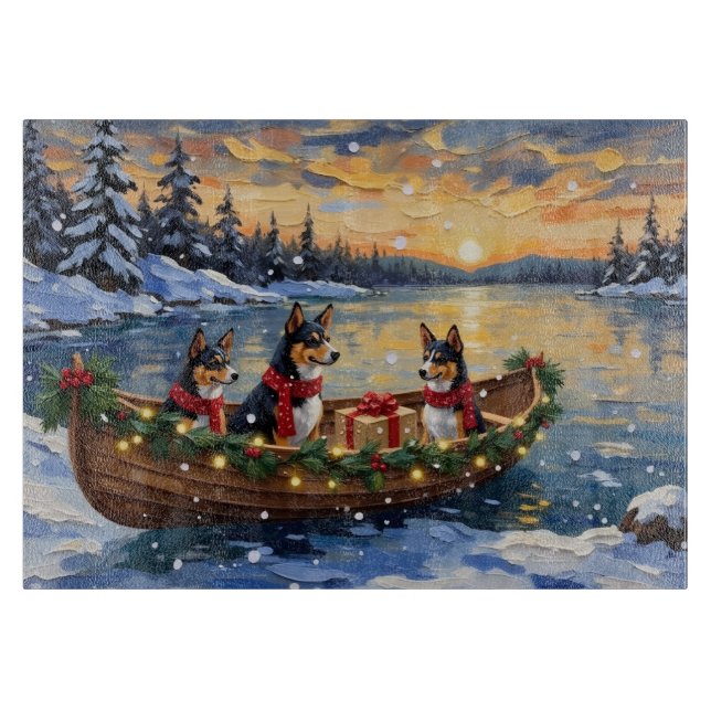 Tabla De Cortar Navidad en Barco Basenji (Anverso)