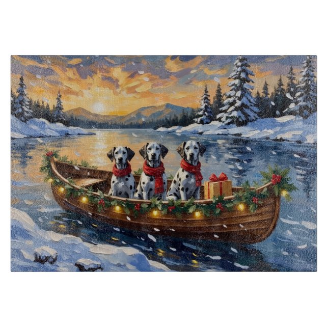 Tabla De Cortar Navidad en Barco Dalmatas (Anverso)