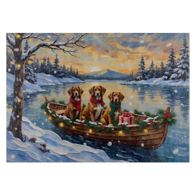 Tabla De Cortar Navidad en Barco Vizsla Fiesta (Anverso)