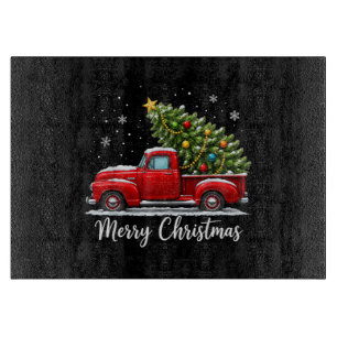 Tabla De Cortar Navidad Feliz Navidad Camión Rojo Árbol Hombres Mu