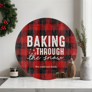 Tabla De Cortar Navidad Horneando a Través de la Nieve Plaid Búfal