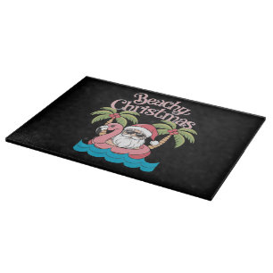 Tabla De Cortar Navidad Playera Vacaciones Tropicales Santa Playa