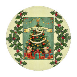 Tabla De Cortar Navidad Victoriana Ratones Felices Rojo Verde Aceb