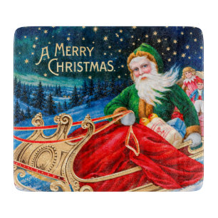 Tabla De Cortar Navidad vintage Santa Trineo Noche estrellada