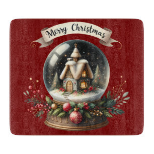 Tabla De Cortar Navidades acogedores Escena de la cabaña de glóbul