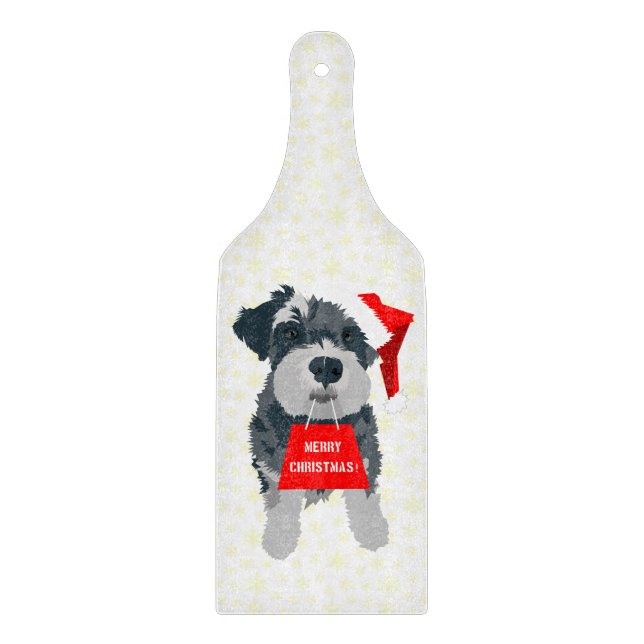 Tabla De Cortar Navidades adorables Schnauzer Dog Santa Hat (Anverso)