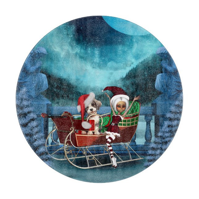 Tabla De Cortar Navidades ampulosos y elfos (Anverso)