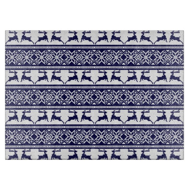 Tabla De Cortar Navidades, azul y blanco escandinavo (Anverso)