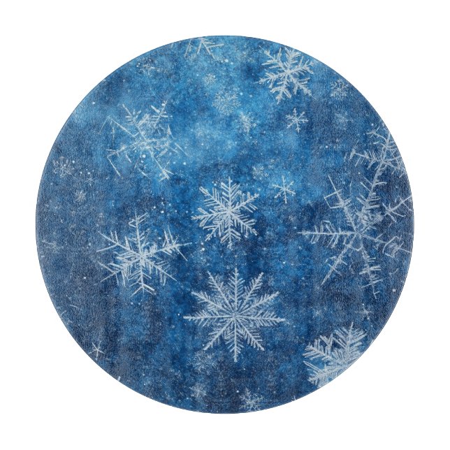 Tabla De Cortar Navidades Azules Snowflake (Anverso)