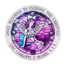 Navidades bendiciendo el vidrio manchado de Angel 