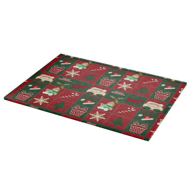 Tabla De Cortar Navidades Blocks-15x11 GLASS CUTTING BOARD (Borde)