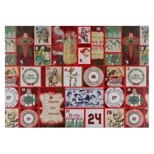 Tabla De Cortar Navidades bloquean cuadrados de Ilustracion (Anverso)