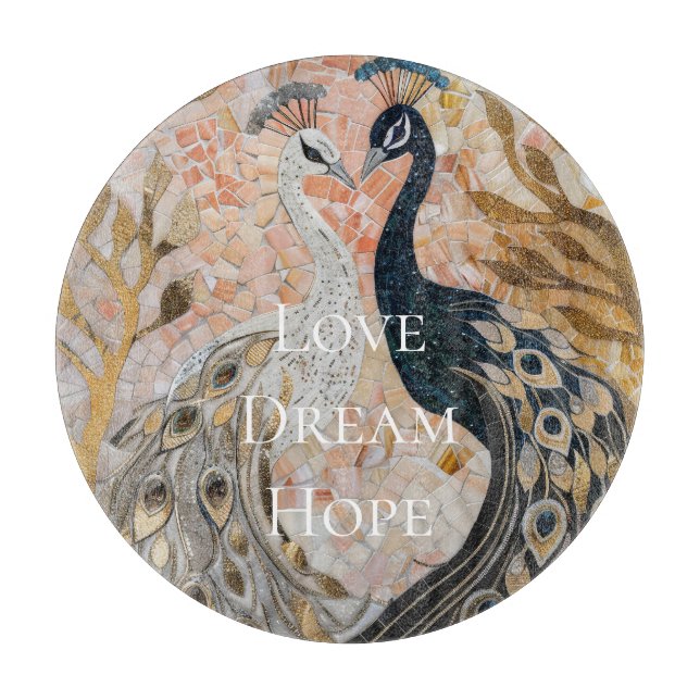 Tabla De Cortar Navidades bonito Peacock Pink Gold (Anverso)