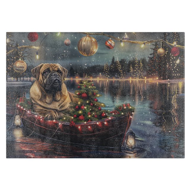 Tabla De Cortar Navidades Bullmastiff Voyage festivo (Anverso)