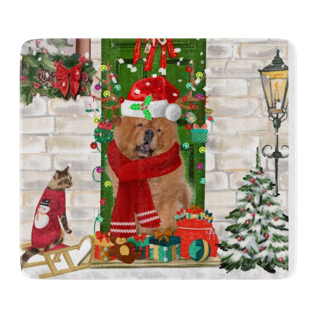 Tabla De Cortar Navidades Chow Chow Dog (Anverso)