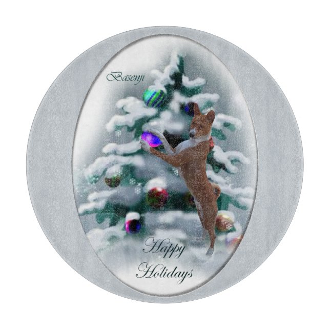 Tabla De Cortar Navidades de Basenji (Anverso)