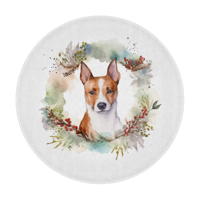 Tabla De Cortar Navidades de Basenji Wreath Festive Pup (Anverso)
