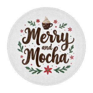 Tabla De Cortar Navidades de bebidas merry y mocha Café Navidad