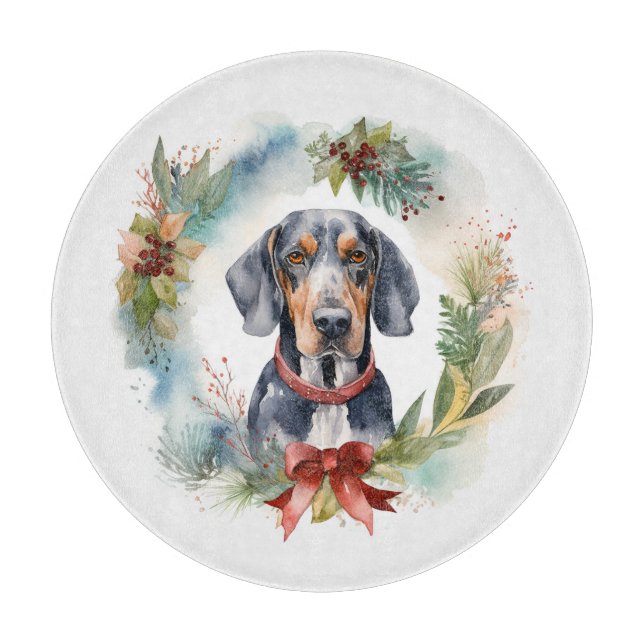Tabla De Cortar Navidades de Bluetick Coonhound Wreath Festix Pup (Anverso)