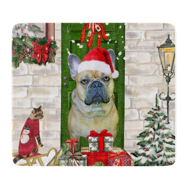 Tabla De Cortar Navidades de Bulldog de Francia (Anverso)