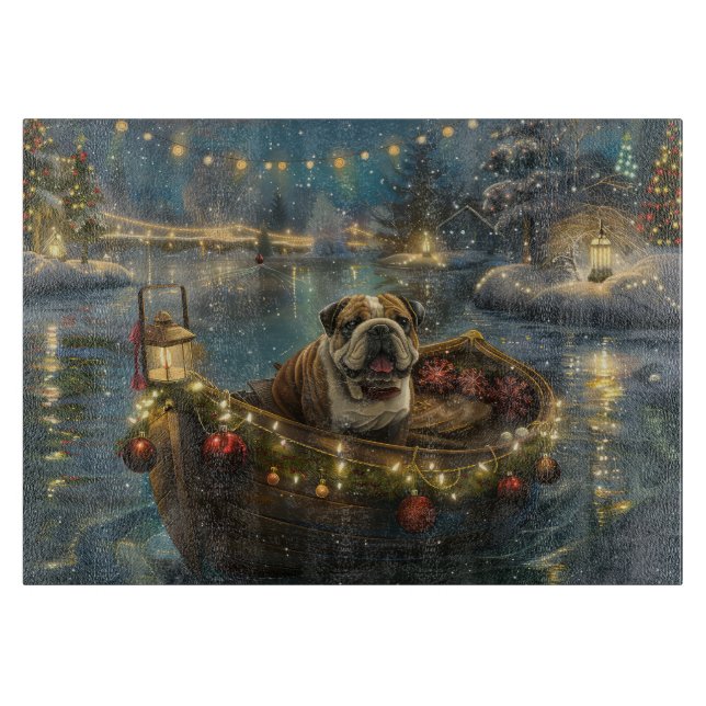 Tabla De Cortar Navidades de bulldog de vacaciones (Anverso)