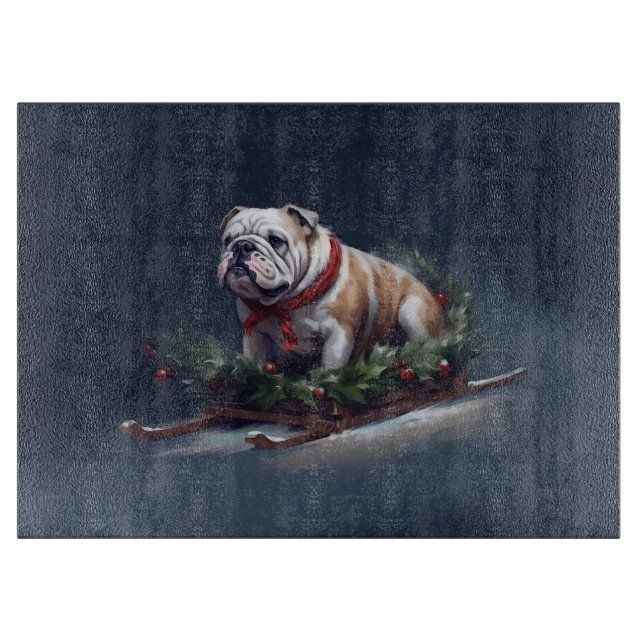 Tabla De Cortar Navidades de bulldog nevan invierno (Anverso)