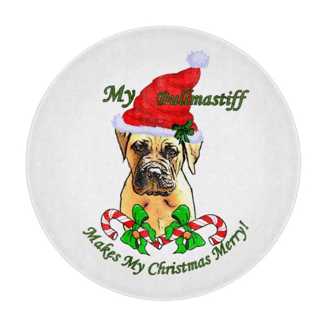 Tabla De Cortar Navidades de Bullmastiff Merry (Anverso)