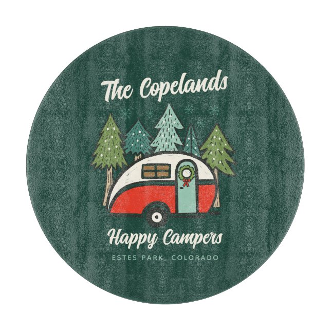Tabla De Cortar Navidades de Campers Happy Personalizado (Anverso)