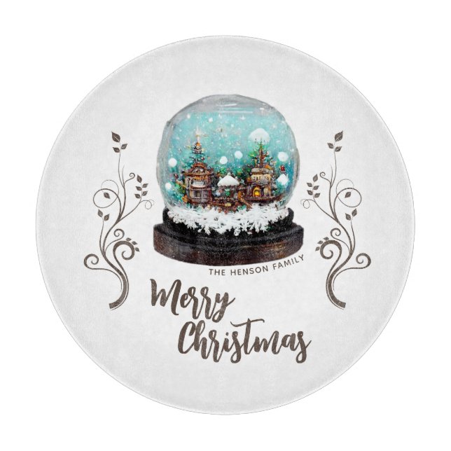 Tabla De Cortar Navidades de Foliage de Glass Snowball Winter Vill (Anverso)