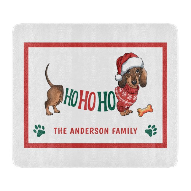 Tabla De Cortar NAVIDADES de HO-HO-HO DACHSHUND (Anverso)