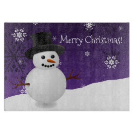Tabla De Cortar Navidades de invierno morado de Snowman cortan tab