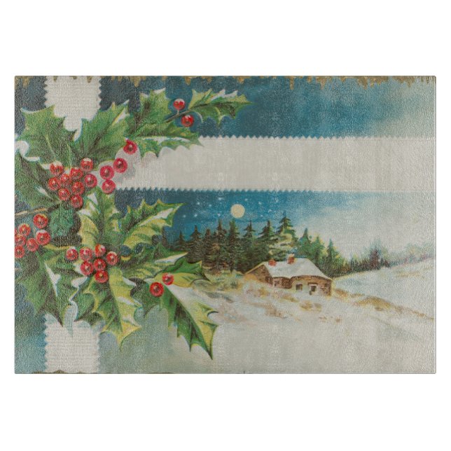 Tabla De Cortar Navidades de la escena Holly Snow Winter (Anverso)