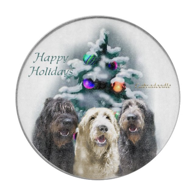 Tabla De Cortar Navidades de Labradoodle (Anverso)