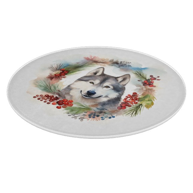 Tabla De Cortar Navidades de Malamute de Alaska escribieron presen (Borde)
