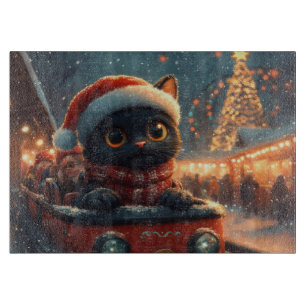 Tabla De Cortar Navidades de montaña rusa de rollo de gato negro