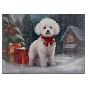 Tabla De Cortar Navidades de Nieve de Bichon Frise Dog