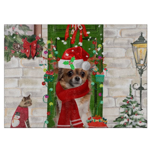 Tabla De Cortar Navidades de perros de Chihuahua (Anverso)