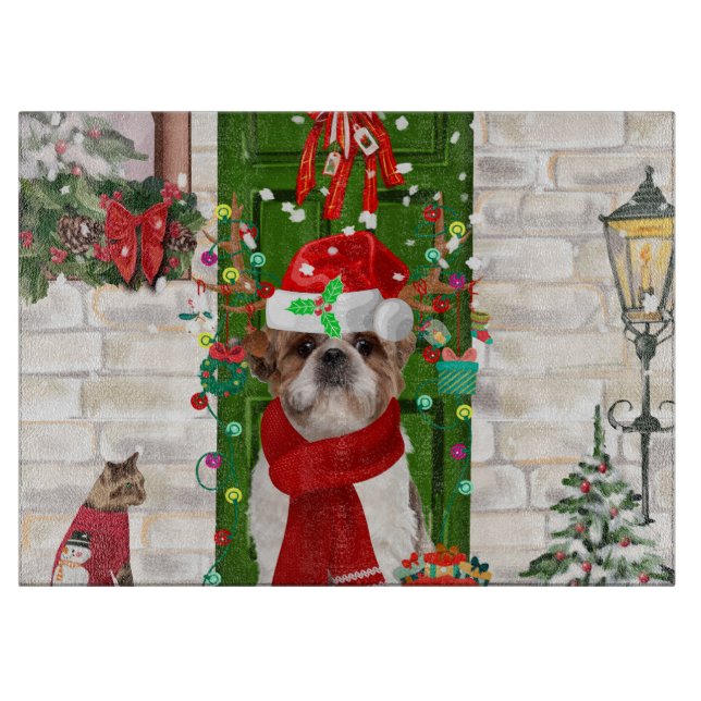 Tabla De Cortar Navidades de perros Shih Tzu (Anverso)