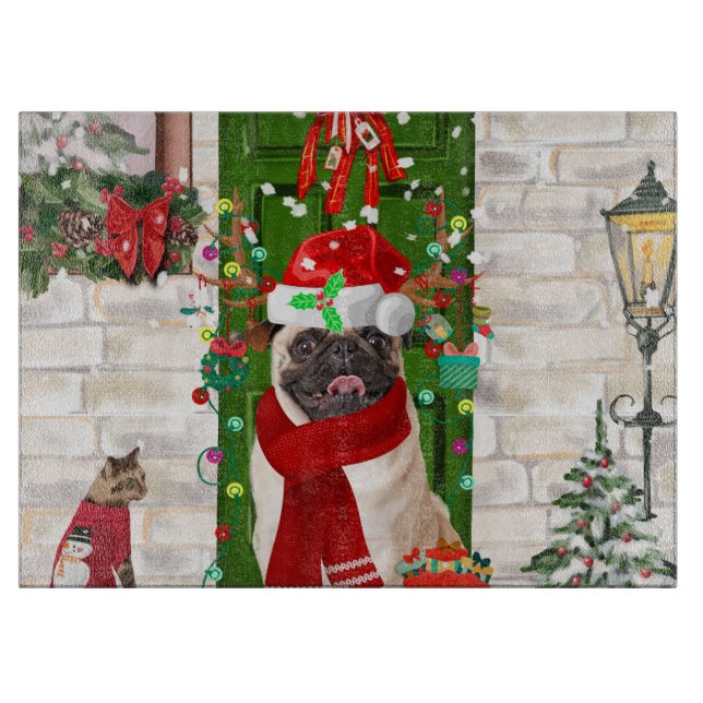 Tabla De Cortar Navidades de pug Dog (Anverso)