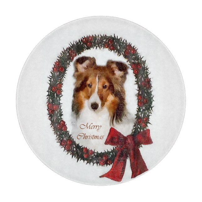 Tabla De Cortar Navidades de Shetland Sheepdog Sheltie (Anverso)