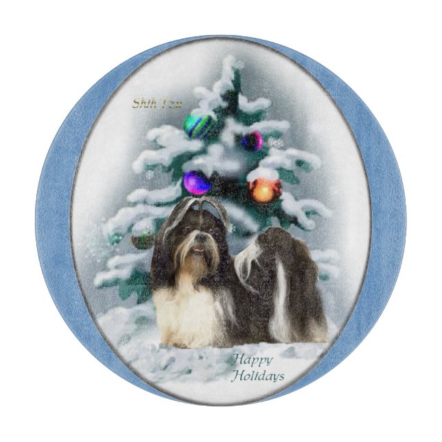 Tabla De Cortar Navidades de Shih Tzu (Anverso)