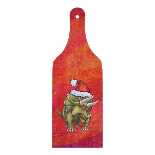Tabla De Cortar Navidades De Triceratops En Rojo (Anverso)