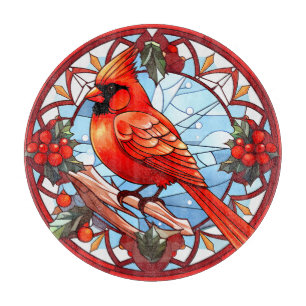 Tabla De Cortar Navidades de vidrio manchado coloridos Cardenales 