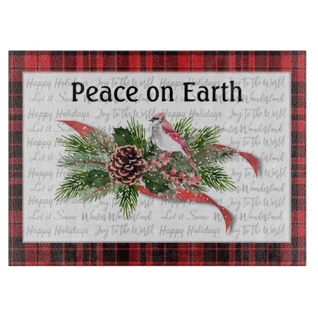 Tabla De Cortar Navidades de Woodland | Cardenal rojo (Anverso)