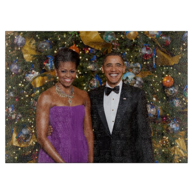 Tabla De Cortar Navidades del presidente Barack Obama y Michelle (Anverso)