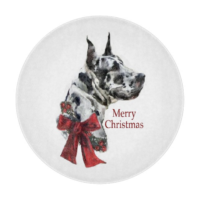 Tabla De Cortar Navidades Harlequin Great Dane (Anverso)