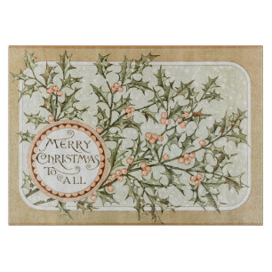 Tabla De Cortar Navidades Holly Bonito saludo antiguo
