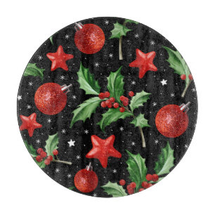 Tabla De Cortar Navidades Holly Snow Stars Seamless