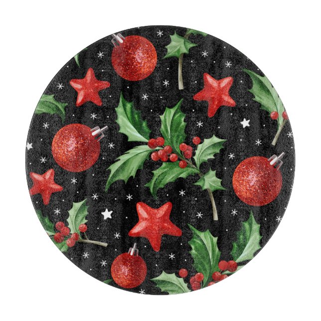 Tabla De Cortar Navidades Holly Snow Stars Seamless (Anverso)