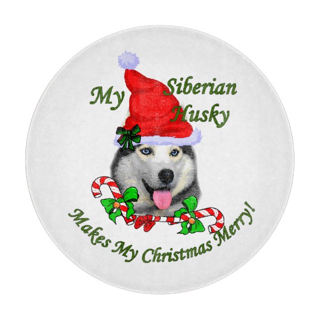 Tabla De Cortar Navidades Husky Siberiano (Anverso)